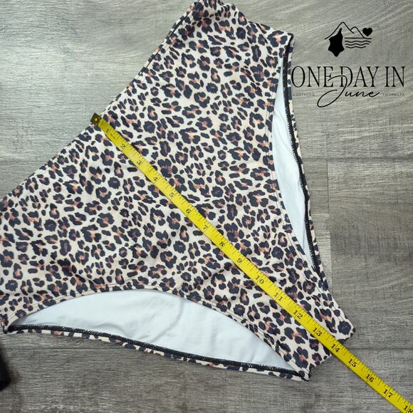 Zaful Twist Front Leopard Print Tankini Swimsuit Size 2XL - Picture 5 of 6